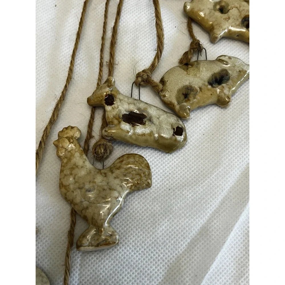 Vtg Farm Animal Wind Chime Rustic Farmhouse Primitive Country Kitchen Whimsical